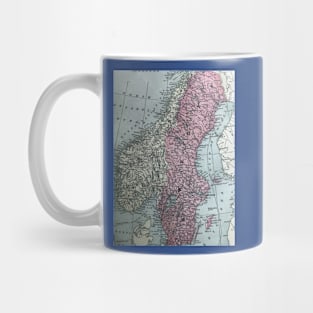 Norway and Sweden, vintage map Mug